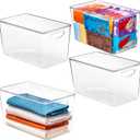 theaoo Clear Storage Bins with Lids Stackable - XLarge Plastic Containers for Pantry Organization and Storage - Perfect for Kitchen,Fridge,Laundry Room,Bathroom,Garage,Closet,Cabinet Organizer -4 Pack