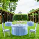 Outpain Baby Blue Spandex Round Tablecloths for 72 inch Tables, Stretchy 132 inch Fitted 6FT Round Table Cloth with Wrinkle Free Skirt for Wedding Parties & Banquets