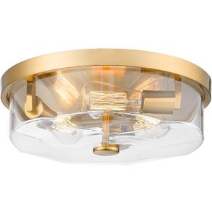 Gold Flush Mount Ceiling Light, 3-Light Hallway Light Fixtures, Modern Farmhouse Farmhouse Ceiling Light Clear Glass Brushed Gold Finish for Kitchen Porch Entryway
