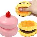 Slow Rising Squishy Cake & Waffle Squeeze Toys for Stress Relief, Soft Food Squishy for Kids Adults, Fidget Toys Party Favors, Popular Squishies Bread Birthday Gifts, Kawaii Satisfying Squishy