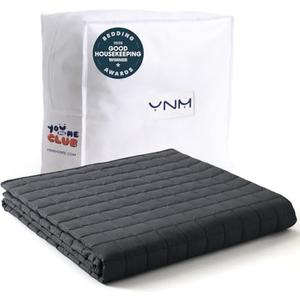YnM 25lbs Weighted Blanket for Adults, Cotton Heavy Bed Throw Blanket with Cooling Glass Beads for All Season Use, Ideal for One Person of 240lbs (60x80 Inches, Queen Bed, Dark Grey)