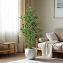 Bailikang Artificial Ficus Tree Indoor 5ft, Large Potted Faux Tree with Realistic Silk Leaves & Trunk for Home Office, Living Room Corner Decor