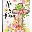 LosFong He Is Risen Christian Easter Garden Flag 12x18 Inch Double Sided Easter Eggs Bunny Cross Floral Small Garden Flags, Lawn Yard Flag for Outdoor Decoration