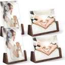 5x7 picture frames, Solid Rustic Wooden Photo Frames with Walnut Wood Base and High Definition Acrylic Glass Covers - 4 Pack for Tabletop or Desktop Display (5x7 inch, 4 Pack) (Horizontal*2 + Vertical*2)