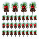 Christma'ms Floral Picks with Pine Cones and Holly Berries, 22Pcs Artificial Pine Greenery Stems Christmas Picks and Sprays for Holiday Decoration, Crafts, Gift Wrap Embellishments (22)