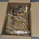 200PCS Gold Plastic Silverware - Heavy Duty Elegant Disposable Utensils - Gold Plastic Cutlery Set Includes 100Forks, 50Spoons, 50Knives for Dinner, Parties, Weddings
