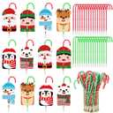Zhanmai 144 Pcs Christmas Pens Set Include 72 Pcs Christmas Candy Cane Pen 72 Gift Cards Black Ballpoint Pens Bulk Party Favor Gift Supplies(Red)