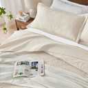 Qucover Oversized King Bedspread 132x 120, Extra Wide Alaska King Bedspread, 3 Piece Soft Microfiber Lightweight Oversized King Quilts Set, Vintage Persian Pattern, with Pillow Shams, Beige