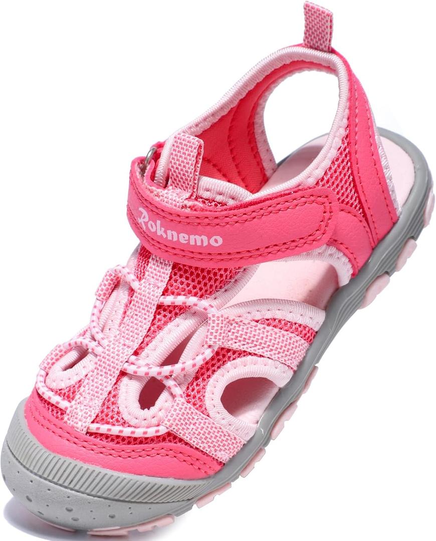 Boys & Girls Sandals Lightweight Closed-Toe Kids Water Shoes for Summer - Athletic Sport Outdoor Beach Sandals for Unisex Child (Toddler/Little Kid) - Blue 4 Toddler (Pink)