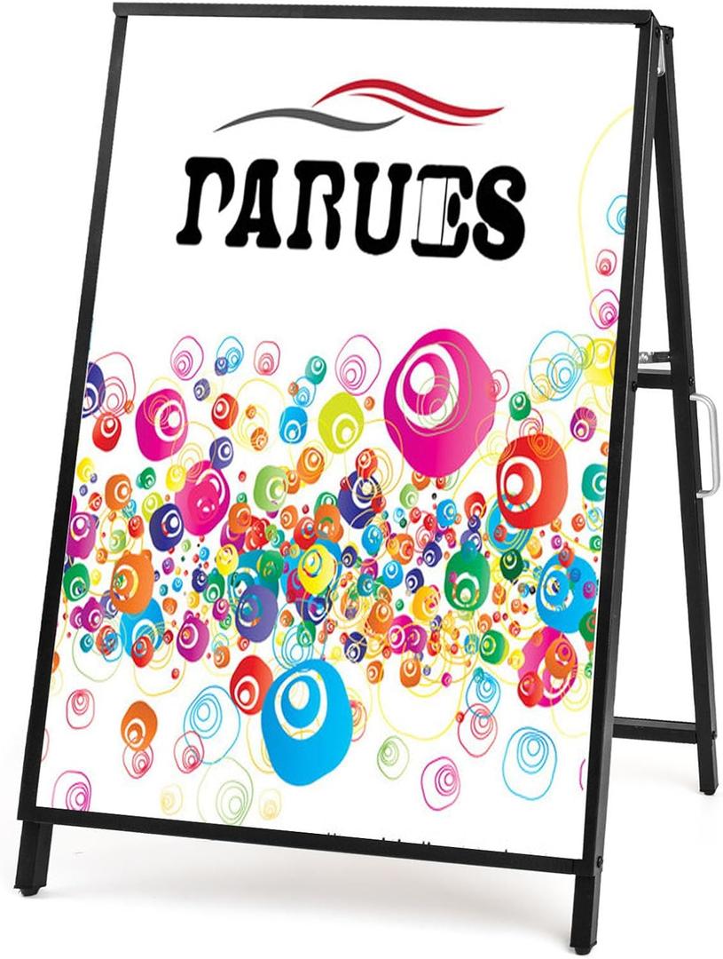 24 x 36 Heavy Duty Slide-in Folding A-Frame Sidewalk Sign Black Coated Steel Metal Double-Sided Pavement Sign (Frame only) (24"x36"(Frame only))