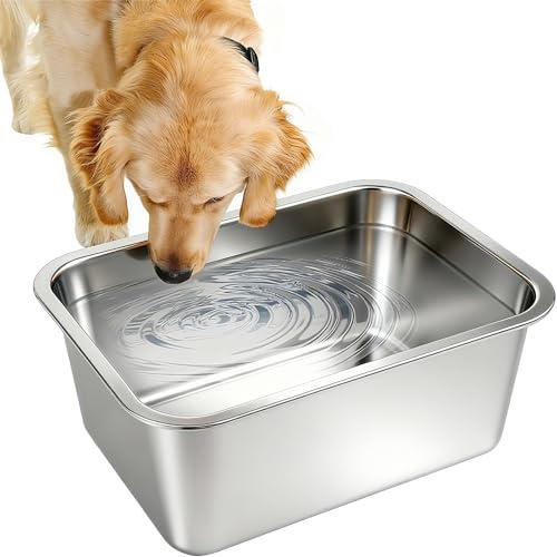 Lonepetu 3 Gallons Large Dog Water Bowl, Stainless Steel Metal Dog Bowls, Large Capacity Pet Food Bowl Water Dish for Indoor and Outdoor Universal for Medium to Giant Dogs