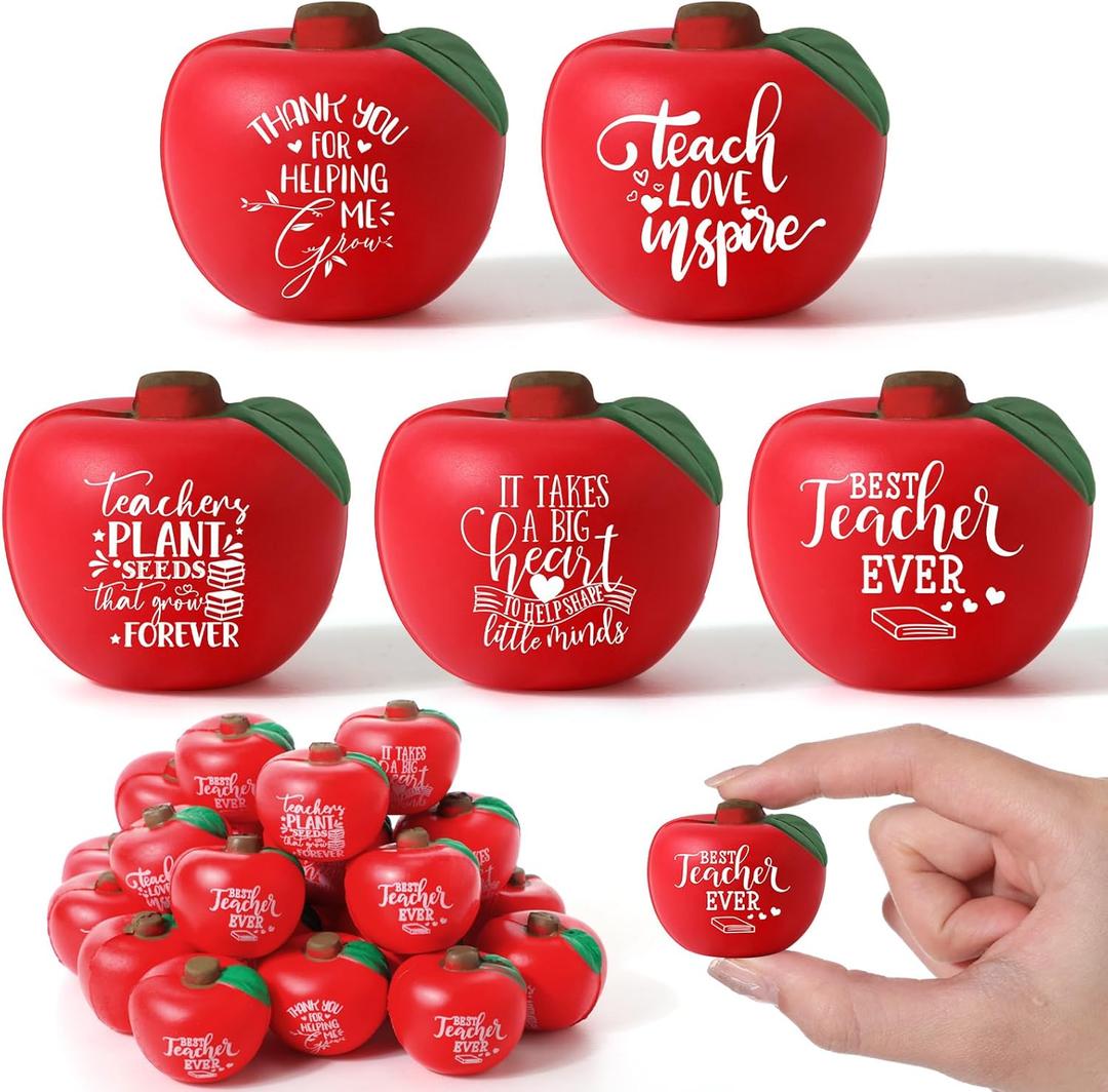 Shappy 25 Pieces Teacher Appreciation Gifts Bulk Fruit Stress Ball Squeeze Balls Valentine's Day Gifts for Teachers Teacher Appreciation for Women Colleague