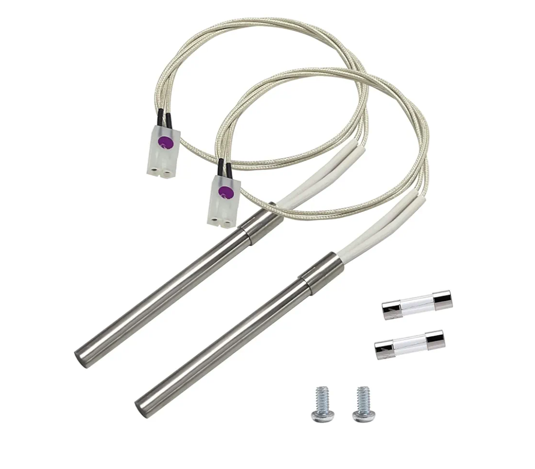 Pack of 2 Hot Rod Igniter Kit Replacement for Pit Boss, Pellet Grill Igniter Rod Heating Element Compatible with Pitboss, for Traeger & Camp Chef Grill, with 2 Fuses