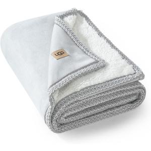 UGG Braid Reversible Throw Blanket Ultra Soft Throw with Faux Suede and UGGFluff, Cozy Accent for Bedroom or Living Room Decor, Birthday Gifts for Women, Cream Birch, 50" x 70"