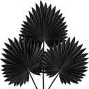 DILATATA 3PCS Large Black PU Foam Artificial Palm Leaves  Faux Tropical Palm Fronds for DIY Wedding Bouquets, Centerpieces, Bridal Shower, Party & Home Decor Arrangements