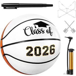 Senior 2027 Graduation White Autograph Blank Soccer Ball Size 5 Official, Acrylic Stand, Signature Pen for Graduation 2027 Night Gifts