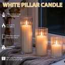 Trxvxo 24 PCS White Pillar Candles (2" x3, 4, 6) with Ribbed Glass Cylinder Vases (2.6" x5, 6, 8), Hurricane Glass Candle Holders, Dripless Candles for Wedding Centerpieces, Home & Table Decor