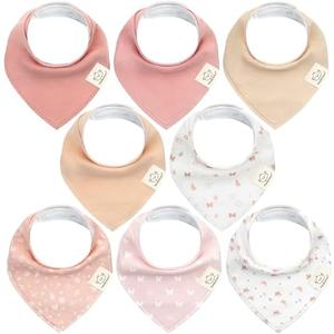 KeaBabies 8-Pack Organic Baby Bandana Bibs  - Super Absorbent Triangle Baby Bibs for Drooling and Teething Infant, 100% Cotton Extra Soft for Newborn, Infant 0-36 Months (Butterflies)
