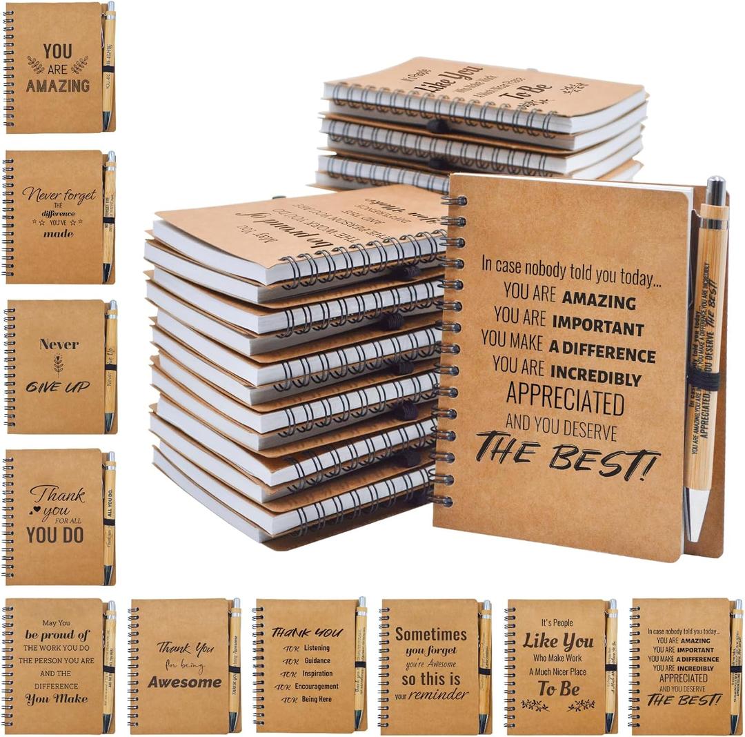 40 Pcs Employee Appreciation Gifts Bulk - 20 Sets of Inspirational Notebooks with Motivational Pens, Small Notepads for Coworkers, Office Staff, Team, Volunteer, Nurse, Teachers, Thank You Gifts
