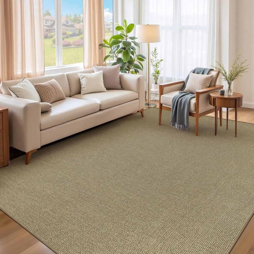 Easy Jute Rug 6x9 Natural Rugs: Washable Woven Area Rug Non Slip Non Shedding Indoor Outdoor Carpet for Living Room Bedroom Dining Room Farmhouse Patio (6'x9' Natural)