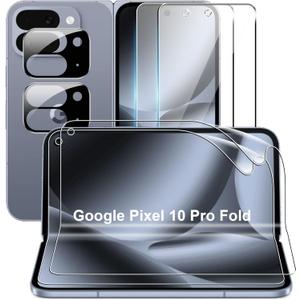for Google Pixel 10 Pro Fold Screen Protector Tempered Glass with Camera Lens,Bubble-Free Protective Film,High Transparency, Case Friendly,2+2+2pack