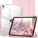 Case for iPad (A16) 11th Generation 11 Inch 2025, iPad 10th Generation 10.9 Inch 2022 with Pencil Holder, Clear Transparent Back Shell Shockproof Cover, Light Pink