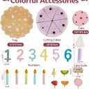 HERSITY Wooden Birthday Cake Toy Play Food Sets, Pretend Baking Kitchen Playset for Toddlers, Afternoon Tea Party Cake Toys Gifts for 3 4 5 Years Old Kids Girls Boys