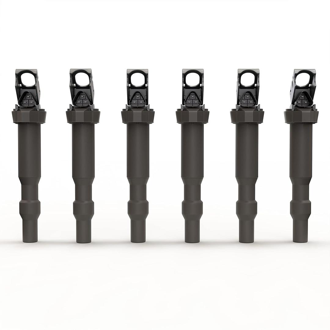 Ignition Coil Pack Set of 6 - Replacement for Bosch 0221504470, 12138616153, 12137594937, 12138657273, 12137562744 - Compatible with BMW 325i, 335i, 328i, 525i, 530i, 330i, 650i, X3, X5, M3 and more