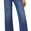 DLOODA Wide Leg Jeans Woman Stretchy High Waisted Straight Leg Jeans Loose Trendy Denim Pants with Pockets (Blue, L)