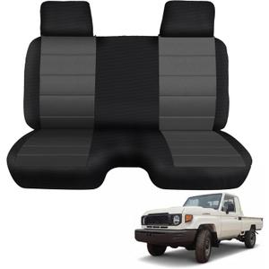 Front Bench Seat Cover for Toyota Pickup 1987-1994, Knitted Fabric with Molded Headrest & Small Shifter Notch, Bottom with Small 2-3 inches Notch - Black