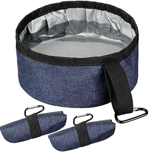 Meanplan 2 Pack Portable Dog Bowls Foldable Travel Dog Dish Portable Puppy Water and Food Bowl Pet Hiking Accessories for Small and Large Pets(Dark Blue,40 oz)