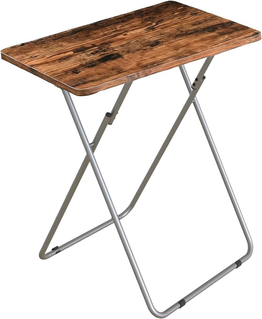 Tv Trays Folding Tv Table, Dinner Table for Eating with Sturdy Metal Frame, Small Foldable Snack Trays Table for Living Room, Couch,Sofa, Bed, No Assembly Required (Yellow Brown)