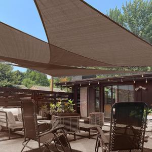 LOVE STORY 16' x 16' x 16' Triangle Brown Sun Shade Sail Canopy Sunshade UV Block for Outdoor Patio Garden Backyard