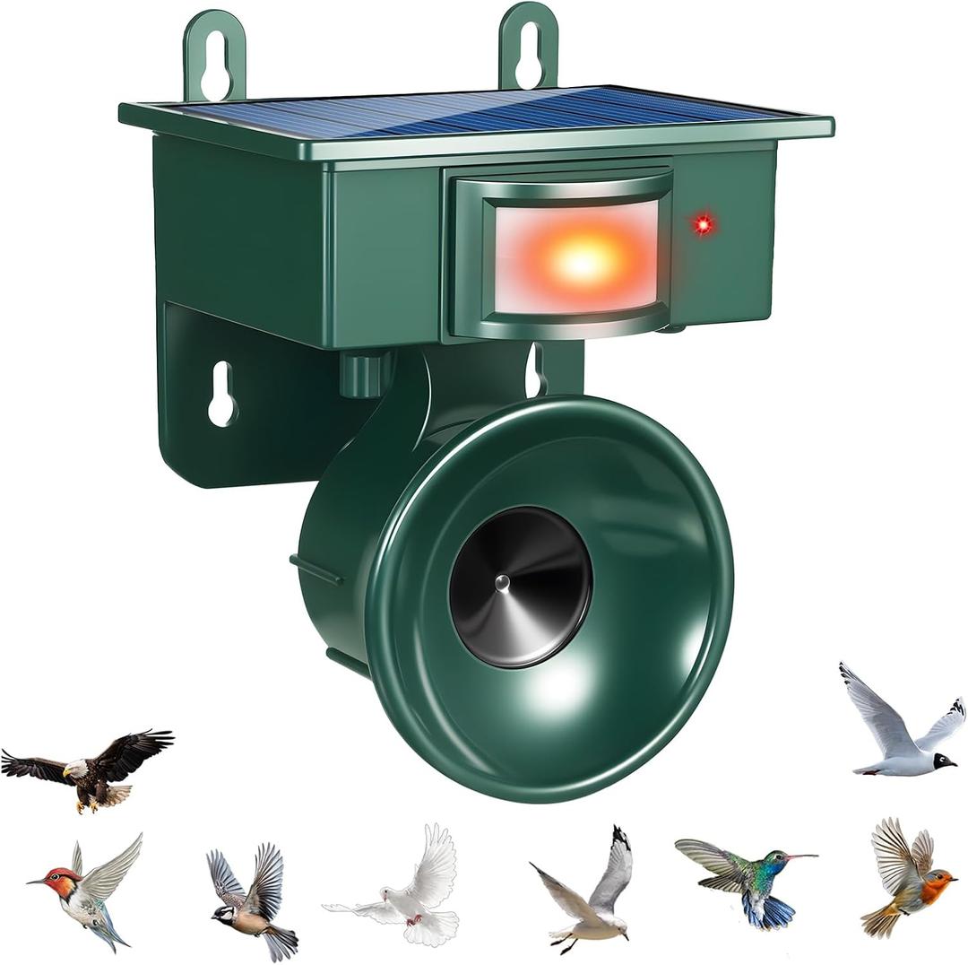 2026 Upgraded Solar Ultrasonic Bird Repellent Devices Outdoor Woodpecker Deterrent for House Motion Activated Goose Pigeon Repellent IP65 Waterproof Bird Scare Devices for Garden Farm Yard Balcony