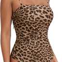 SUUKSESS Women Sexy One Piece Swimsuit Tummy Control Square Neck Bathing Suit (Large, 154 Leopard)