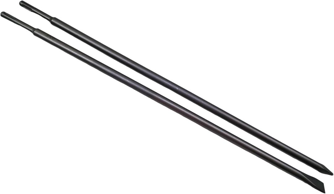 24-Inch SDS Plus Chisel Set - 3/4 Inch Flat Chisel and Point Chisel - Heat Treated 40Cr Alloy Steel