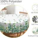 Spring Summer Round Tablecloth 36 Inch Watercolor Sage Green Eucalyptus Leaves Circle Table Cloth Washable Polyester Fabric Table Cover for Kitchen Dining Room Indoor Outdoor Home Decor