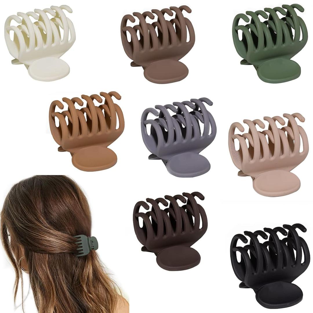 1.6" Matte Small Double Row Teeth Hair Clips for Women - Strong Hold Jaw Clamps for Thin, Fine & Thick Hair (Neutral Color)