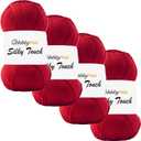 Silky Touch Acrylic Yarn - Soft Sport Weight Yarn for Crochet & Knitting - 100g / 383yds - 100% Microfiber Acrylic - Lightweight Fine Smooth Yarn(Red - Dark Red, 4 Skeins)