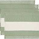 Artoid Mode Light Green Farmhouse Rustic Placemats Set of 4,12x18 Inch Seasonal Hollow Table Mats Party Kitchen Dining Decoration