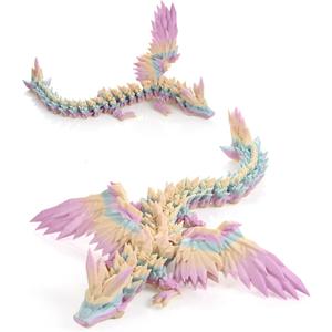 GemmiCho 3D Printed Dragon with Wings, 11" 3D Printed Dragon Toys for Kids, 3D Dragon for Stress Relief, Surprise Animals Figurines Fidget Dragon Toys for Boys Kids Teen 5-7 4-6 8-12