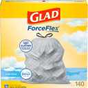 Glad ForceFlex Tall Kitchen Trash Bags, 13 Gallon, Fresh Clean, 140 Count 