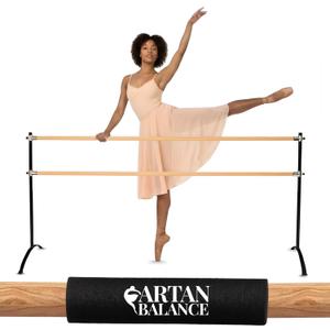 Artan Balance Portable Ballet Barre, Freestanding Height-Adjustable Bar for Home or Studio, Single or Double, Kids and Adults, 5FT Double, Black