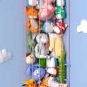 Stuffed Animal Storage Shelf Organizer(Patented) - Corner Stuffed Animal Holder Length Adjustable - Wall Plush Storage for Nursery Playroom Bedroom Kids Room (Pink, Standard)