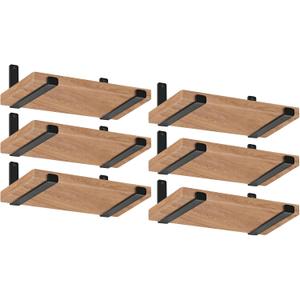 12 Pack  11.25" L x 6" H x 1.5" W J Lip Shelf Brackets Rustic Farmhouse Iron Wall Floating Shelf Bracket Metal Shelf Bracket Industrial Shelf Supports with Screws Black
