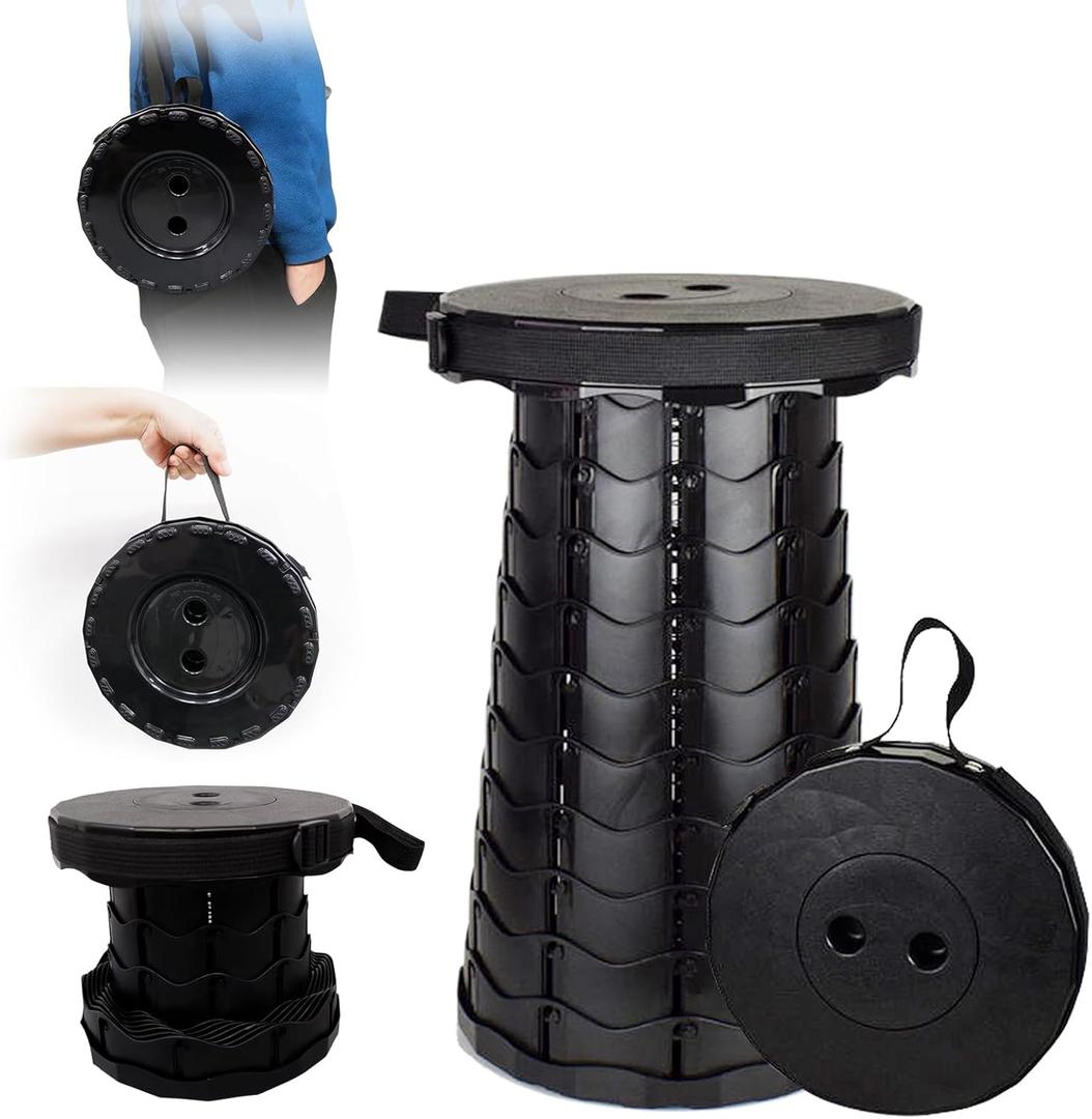 Upgraded Portable Folding Stool, Height Adjustable, Lightweight Yet Sturdy, Extendable Camping Chairs or Travel Footrest - Can Withstand at leasty 400 lbs.