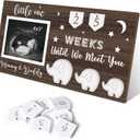 Yudarte Ultrasound Picture Frame 4x3 Inches with Baby Countdown Weeks Sonogram - Pregnancy Announcement Elephant Nursery Decor for Birth Information - Expecting Parents to be New Mom Gifts for