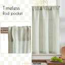 jinchan Striped Linen Kitchen Curtains 30 Inches Length Tier Curtains Farmhouse Modern Cafe Style Small Window Treatments Airy Light Filtering Rod Pocket for Living Room Bathroom 2 Panels Sage Green, 26"W x 30"L