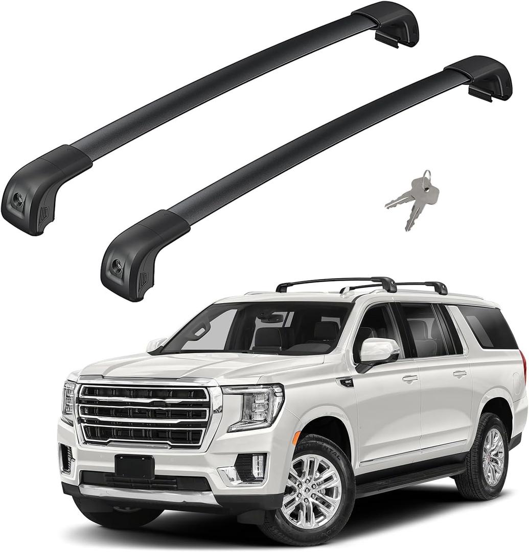 330lbs Lockable Roof Rack Cross Bars Fit for 2021-2026 Chevrolet Chevy Suburban & Tahoe & GMC Yukon/Yukon XL & Cadillac Escalade/Escalade ESV Aluminum Heavy Duty Roof Rails Crossbar