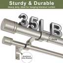 Double Curtain Rods 36-72 Inches for Windows, 1 Inch Diameter Adjustable Heavy Duty Drapery Rod with Aluminum Alloy Brackets and Finials, Modern Stylish Dual Curtains Rod, Brushed Nickel
